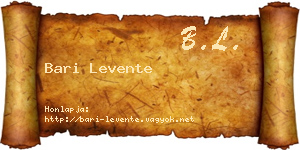 Bari Levente névjegykártya